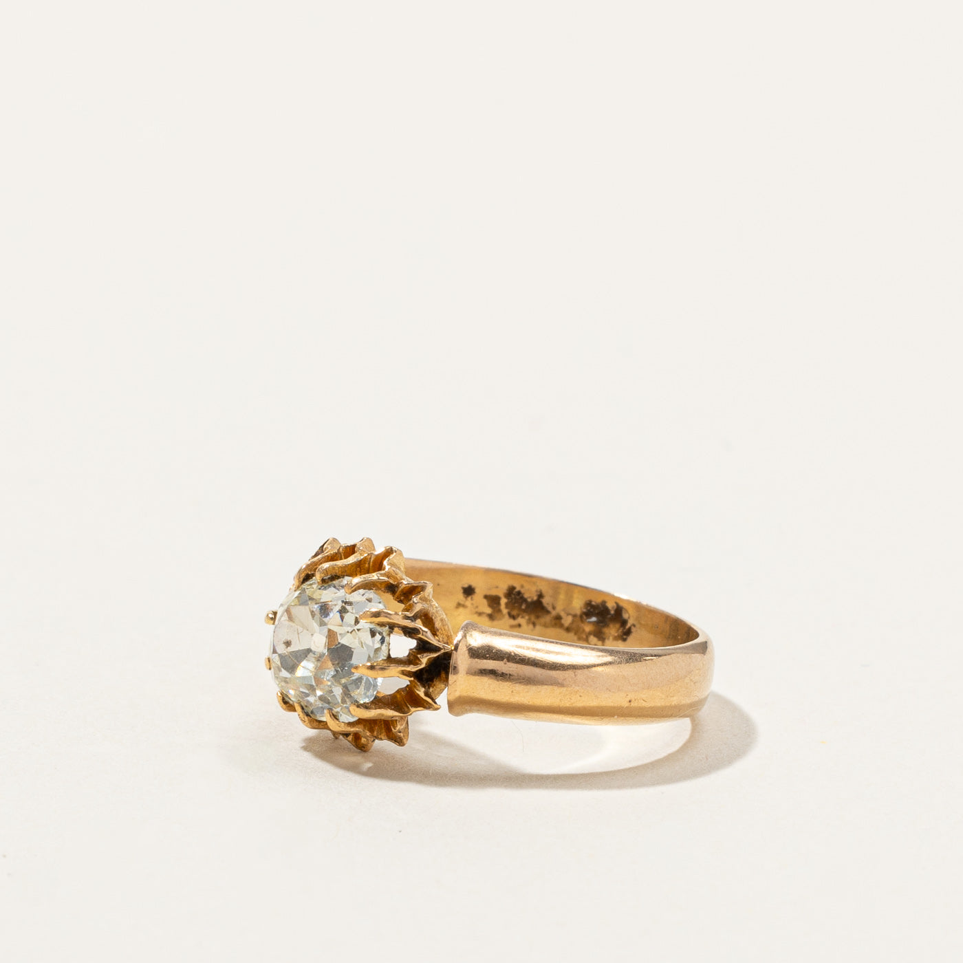 Antique Old Mine Cut Diamond Ring | 1.70ct I1 K | SZ 5.75 |