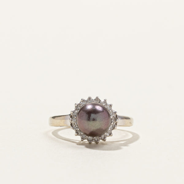 Pearl & Diamond Cocktail Ring | 0.18ctw | SZ 5 |