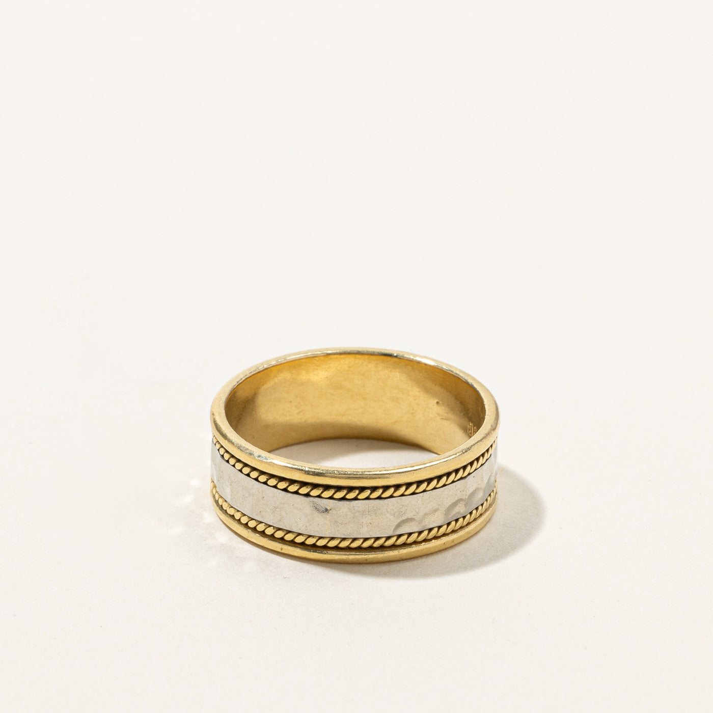 'Birks' Two Tone Gold Textured Band | SZ 10.5 |