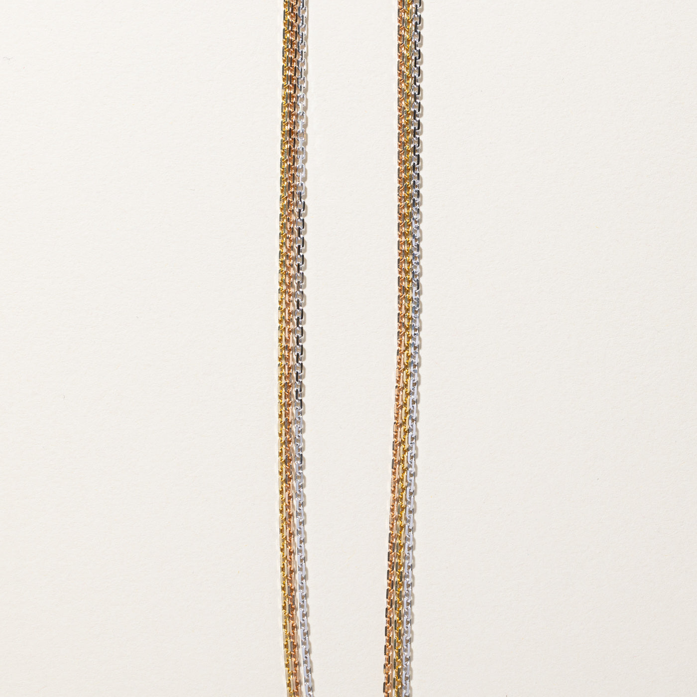 Tri Tone Gold Multi Layer Chain Necklace | 22"|