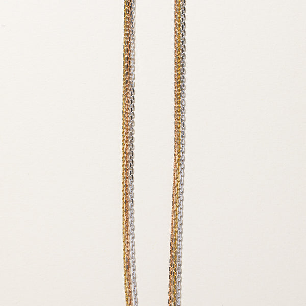 Tri Tone Gold Multi Layer Chain Necklace | 22