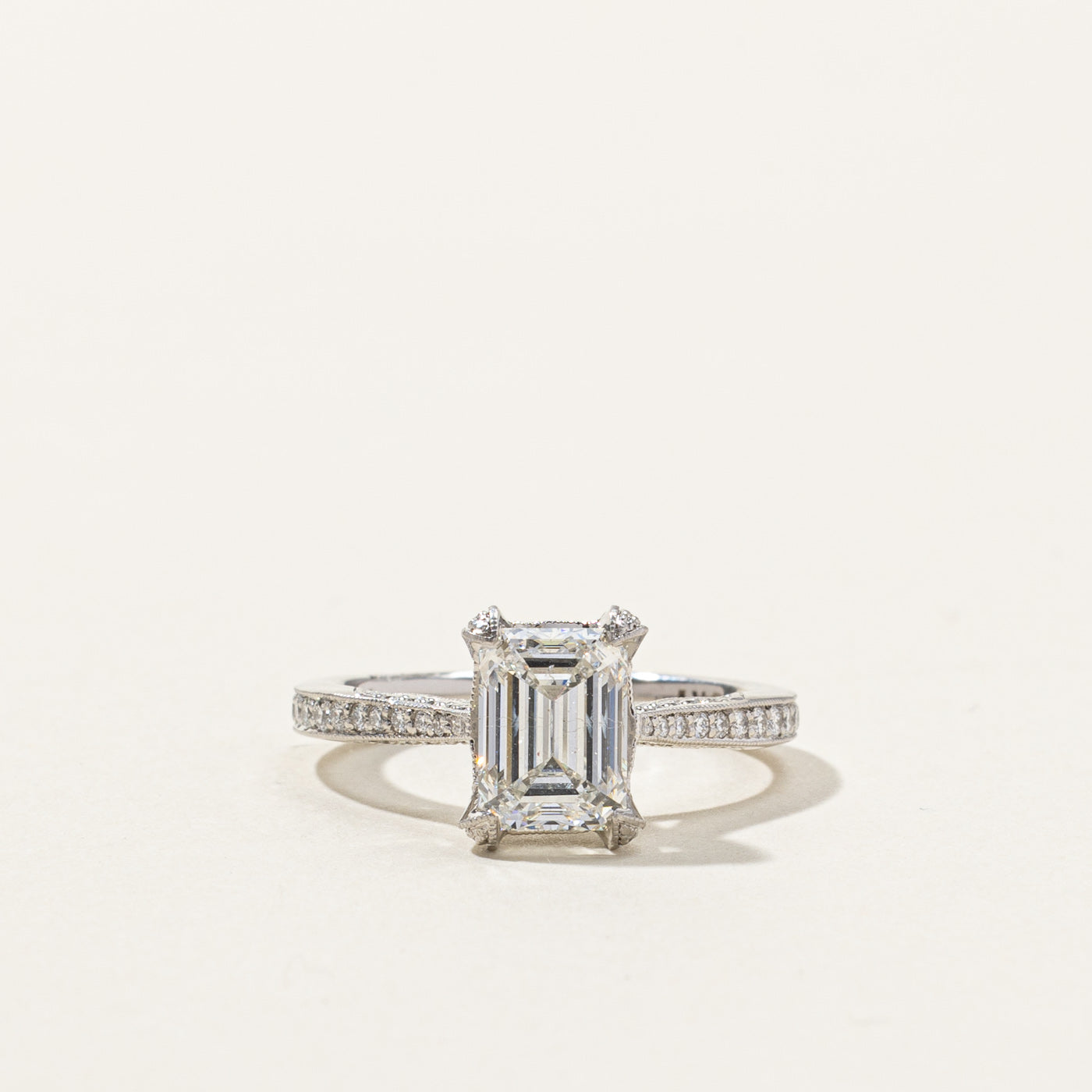 Tacori' GIA Certified Emerald Cut Diamond Engagement Ring | 1.70ct SI2 F, 0.46ctw | SZ 5.5 |