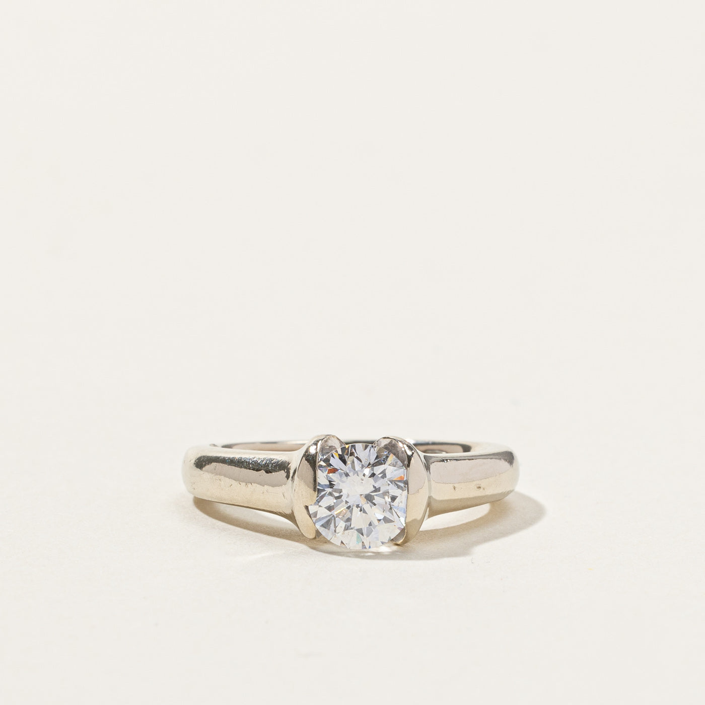 Canadian Semi Bezel Solitaire Diamond Ring | 1.02ct SI2 D | SZ 4 |