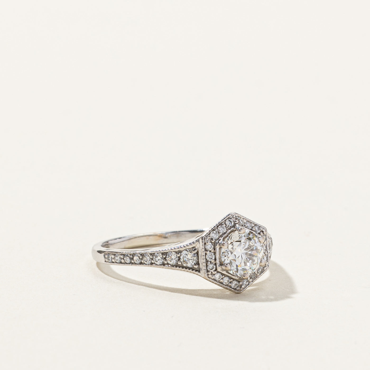 GIA Certified Halo Diamond Engagement Ring | 0.72ct VS1 G | 0.28ctw | SZ 6 |