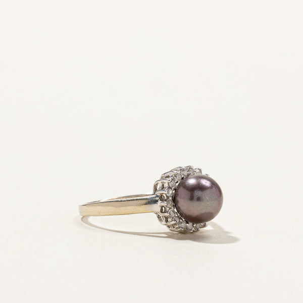 Pearl & Diamond Cocktail Ring | 0.18ctw | SZ 5 |