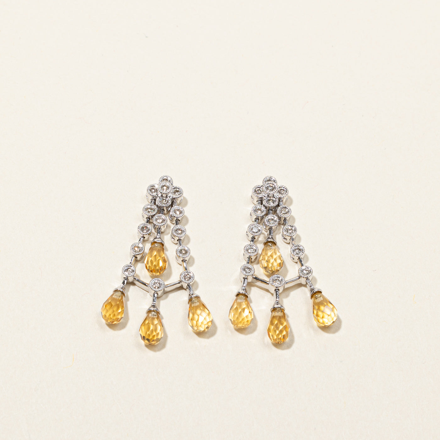 Citrine & Diamond Dangle Earrings | 4.00ctw | 0.36ctw |