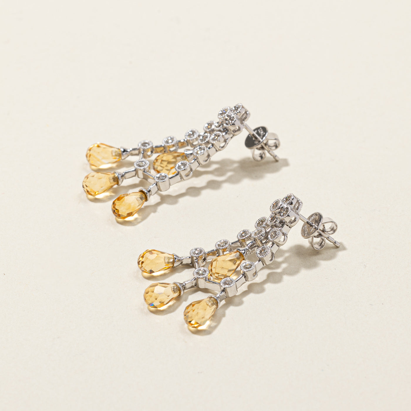 Citrine & Diamond Dangle Earrings | 4.00ctw | 0.36ctw |