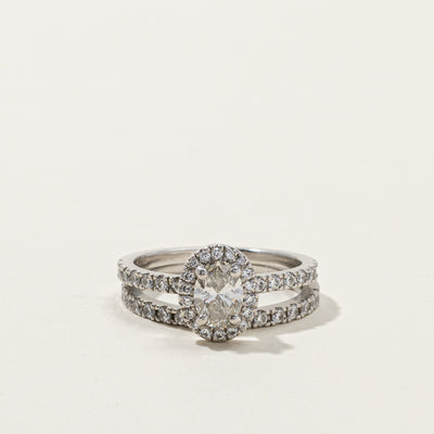 GIA Certified Halo Diamond Engagement Ring Set | 0.70 VS2 G | 0.69ctw | SZ 7 |