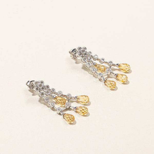 Citrine & Diamond Dangle Earrings | 4.00ctw | 0.36ctw |