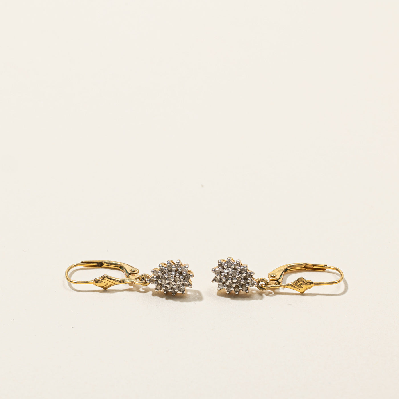 Boucles d'oreilles pendantes en diamants en grappe | 0,16 ct | 