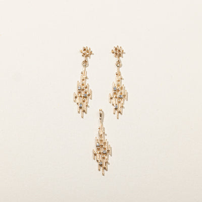 Textured Diamond Earrings & Pendant Set | 0.18ctw |