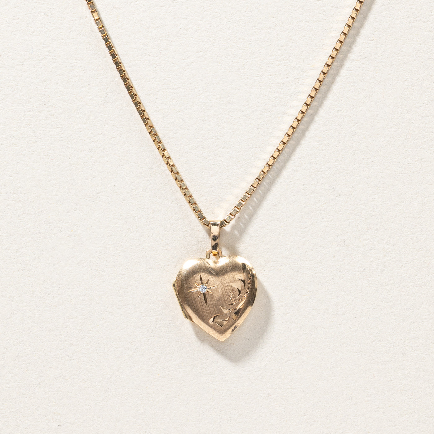Diamond Heart Locket Necklace | 0.01ct | 22"|
