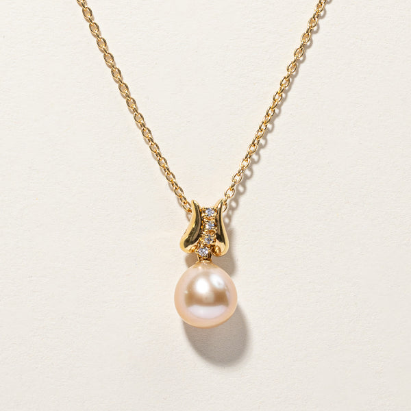 Pearl & Diamond Pendant Necklace |0.06ctw | 15