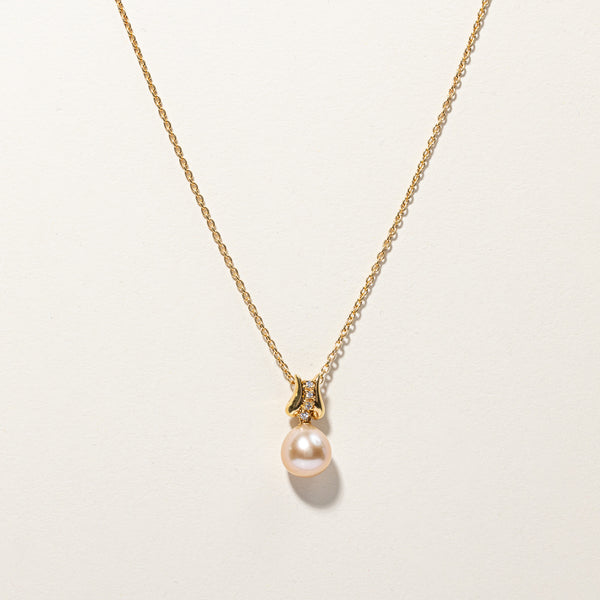 Pearl & Diamond Pendant Necklace |0.06ctw | 15