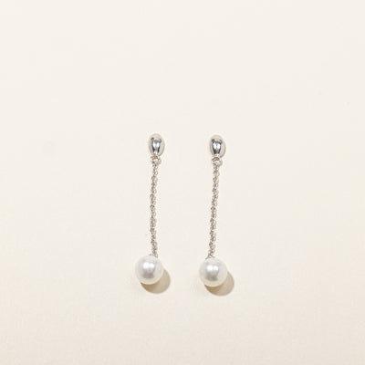 Pearl & Diamond Dangle Earrings | 0.06ctw |