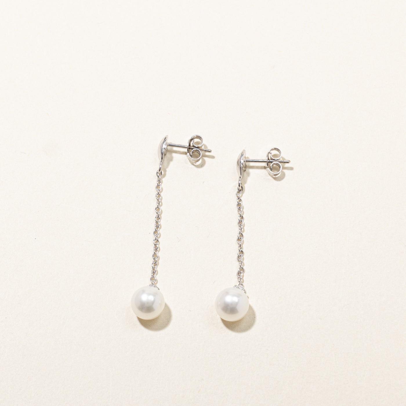 Pearl & Diamond Dangle Earrings | 0.06ctw |