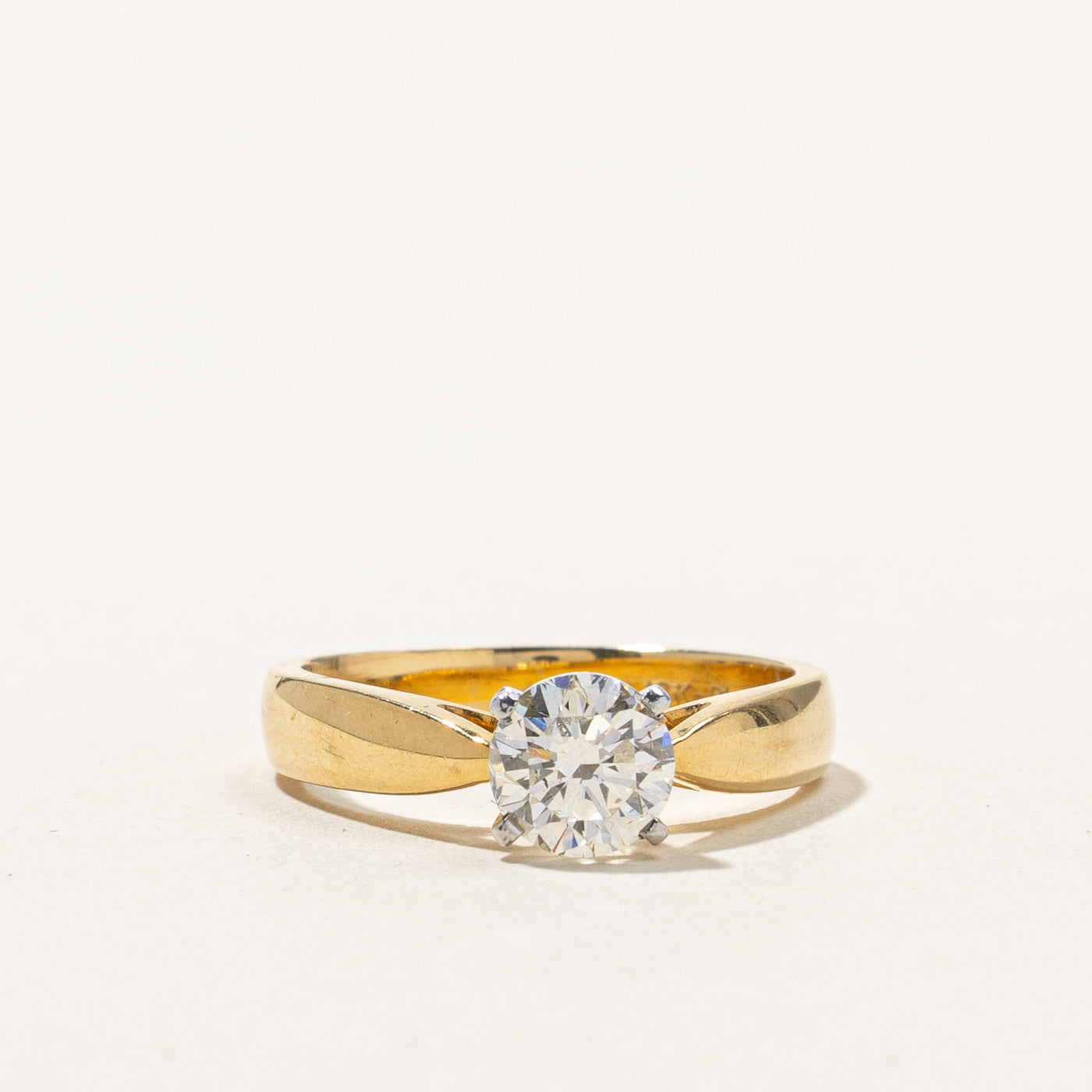 Bague de fiançailles solitaire en diamant | 1,01 ct SI1 H | Taille 6,25 | 