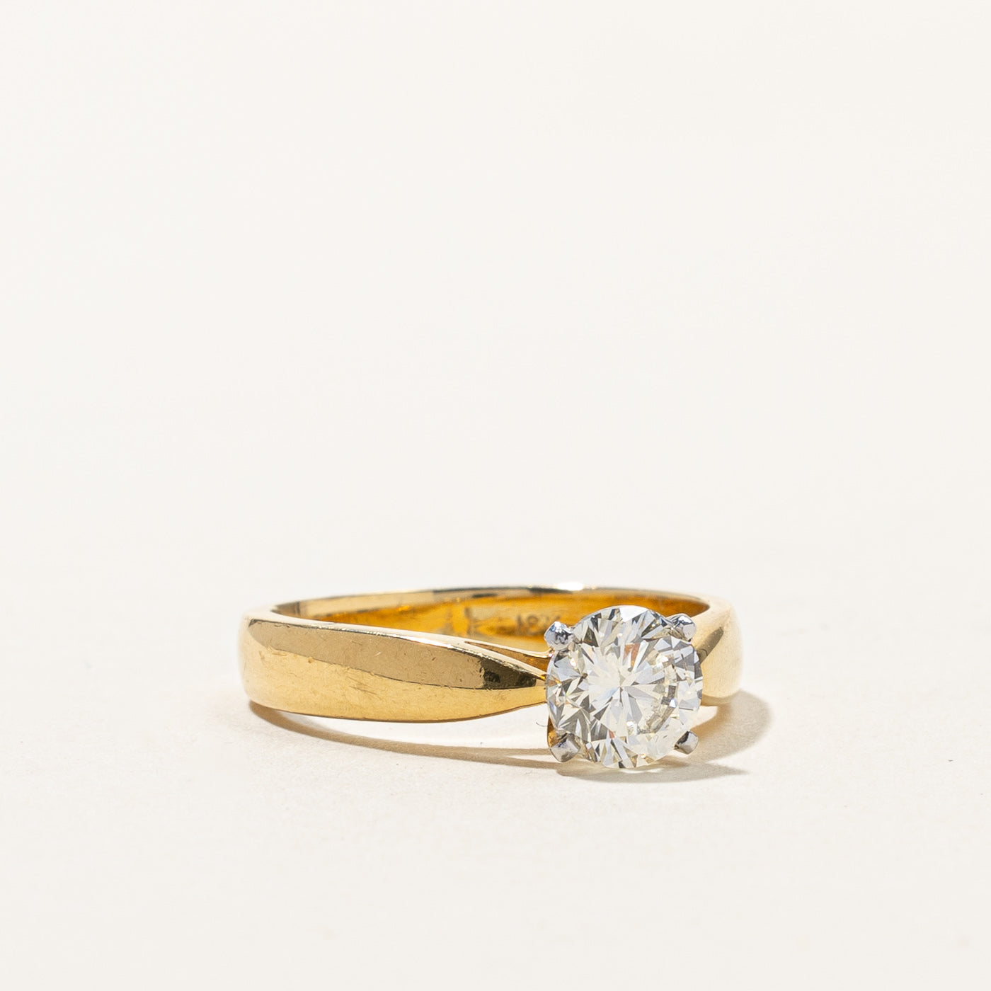 Bague de fiançailles solitaire en diamant | 1,01 ct SI1 H | Taille 6,25 | 