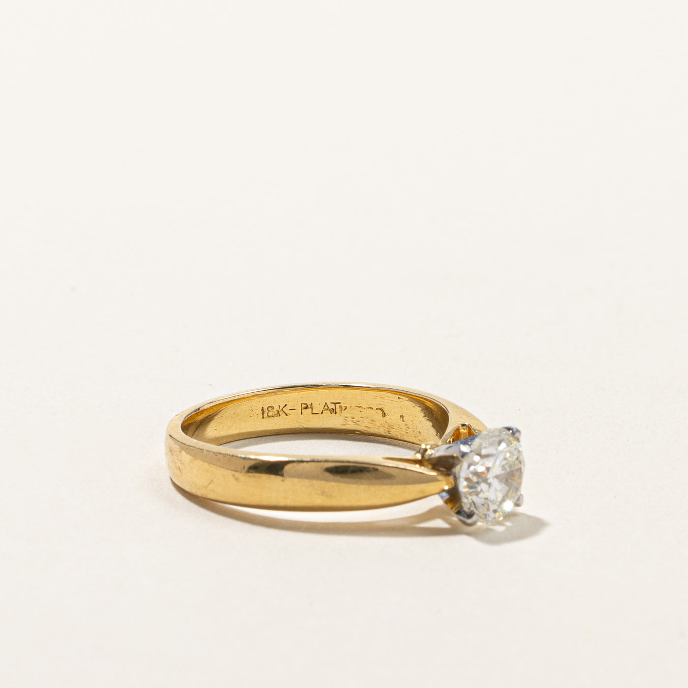 Bague de fiançailles solitaire en diamant | 1,01 ct SI1 H | Taille 6,25 | 
