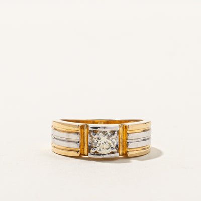 Two Tone Gold Diamond Textured Band | 0.69ct VS1/VS2 J/K | SZ 8.75 |