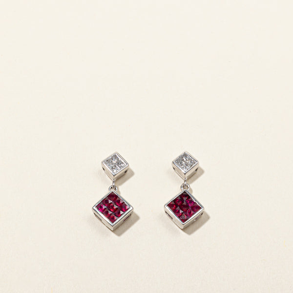 Cluster Ruby & Diamond Earrings | 1.00ctw | 0.40ctw |