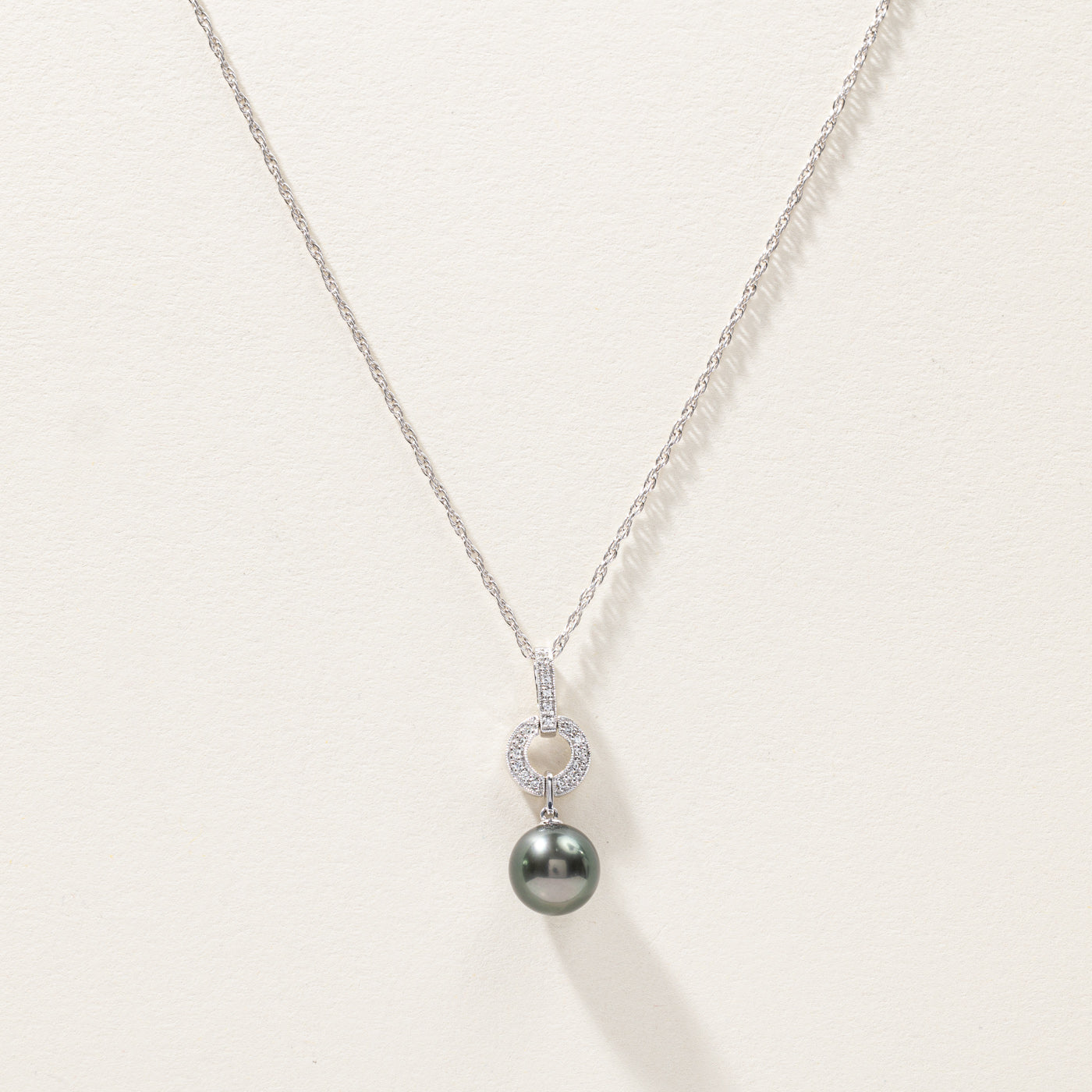 Pearl & Diamond Pendant Necklace | 0.18ctw | 18"|