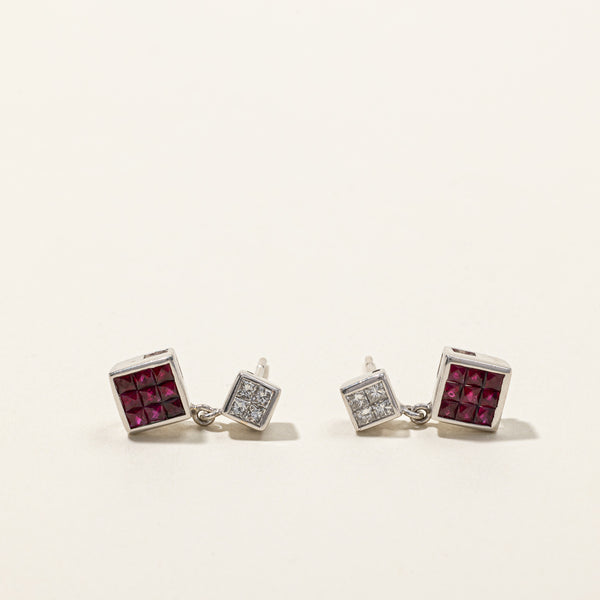 Cluster Ruby & Diamond Earrings | 1.00ctw | 0.40ctw |