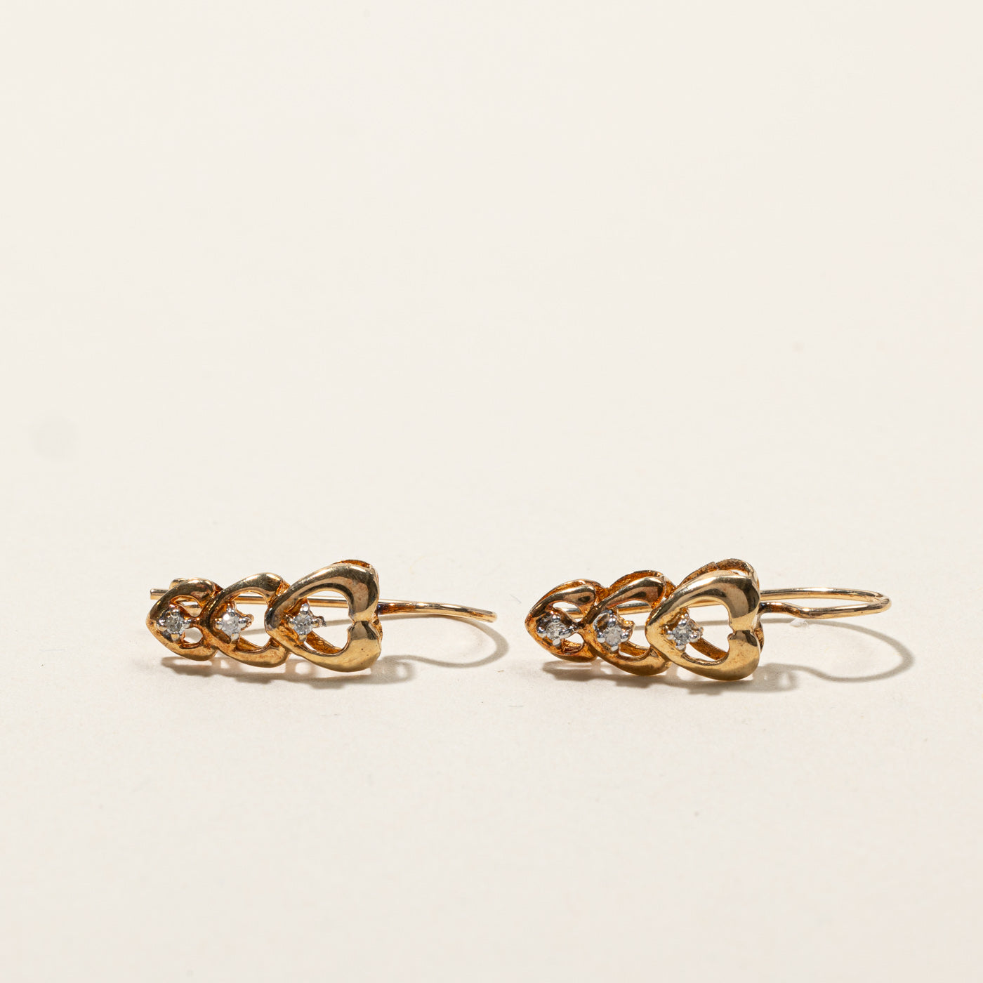 Triple Heart Diamond Earrings | 0.03ctw |