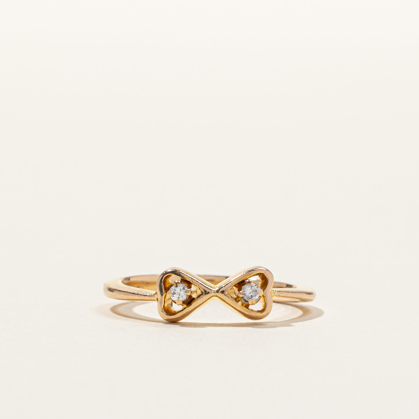 Diamond Bow Design Gold Ring | 0.04ctw | SZ 6.25 |