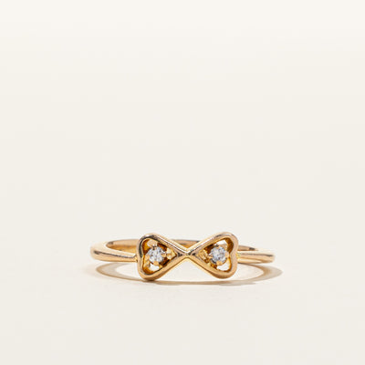 Diamond Bow Design Gold Ring | 0.04ctw | SZ 6.25 |