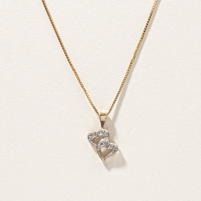 Double Heart Diamond Pendant | 0.10ctw | 18