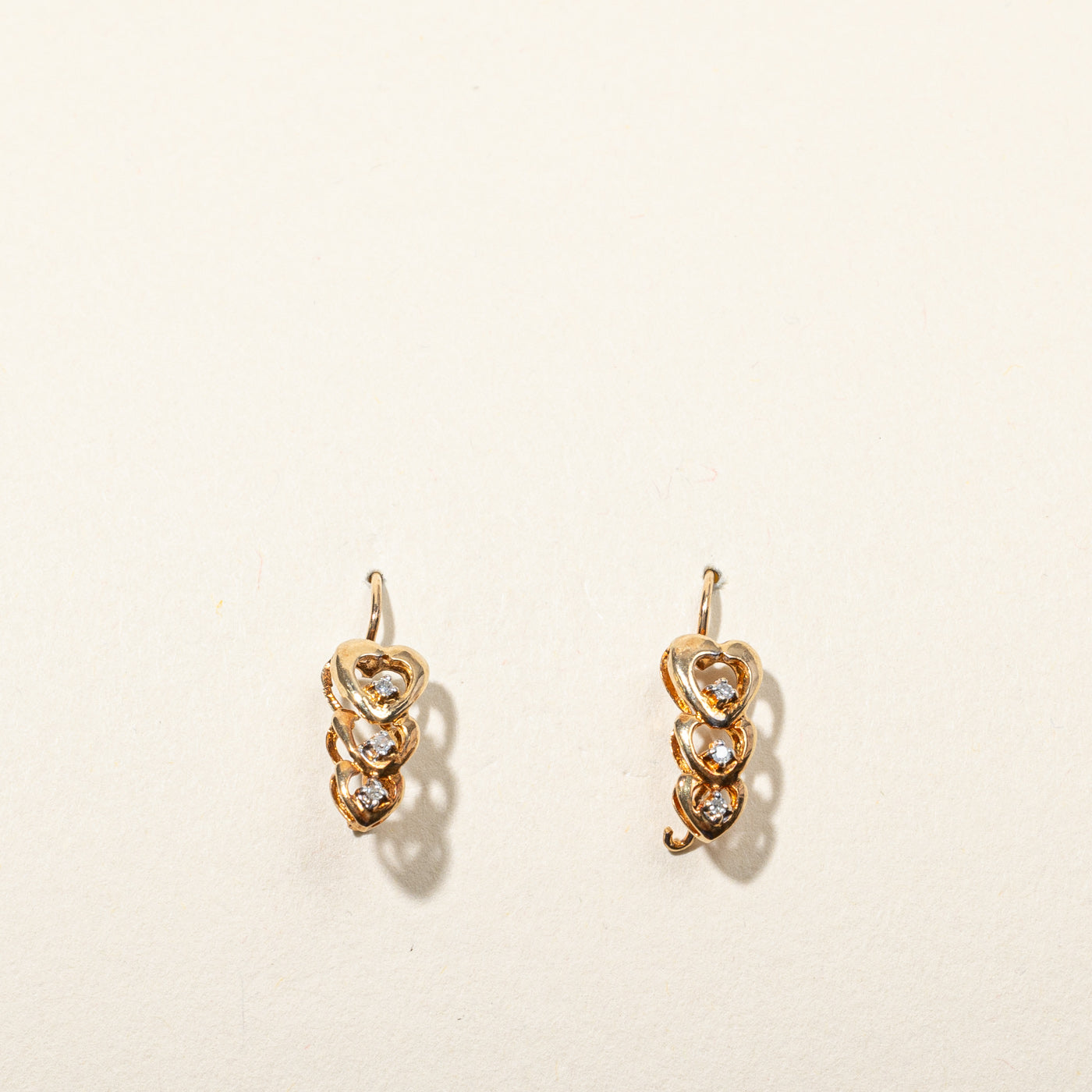 Triple Heart Diamond Earrings | 0.03ctw |