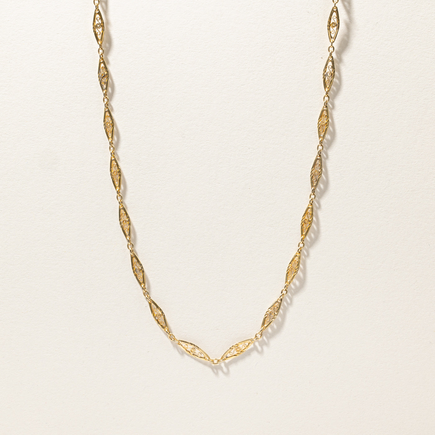 Vintage Textured Gold 60" Long Chain Necklace with Dogclip