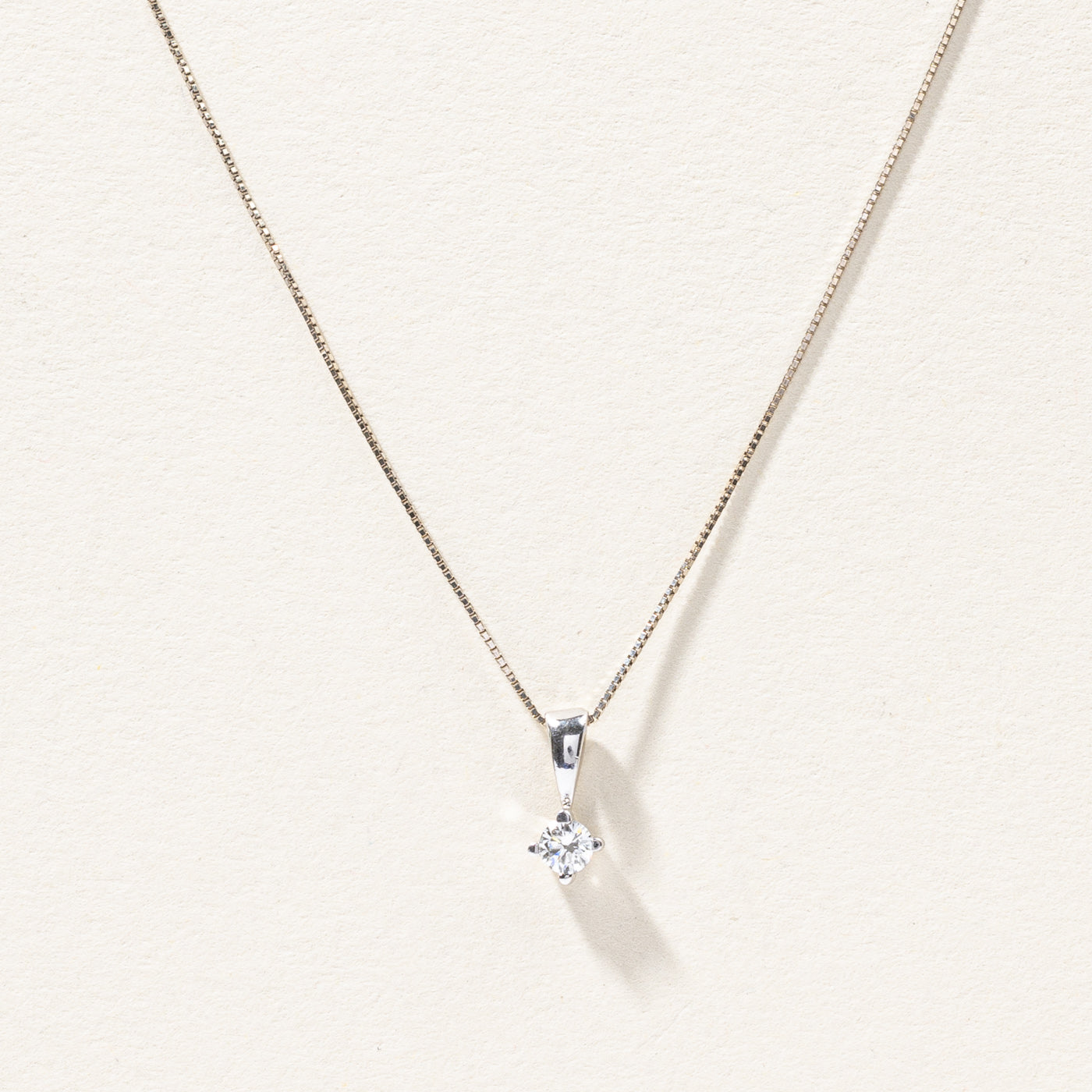 Solitaire Diamond Pendant Necklace | 0.13ctw | 18"|