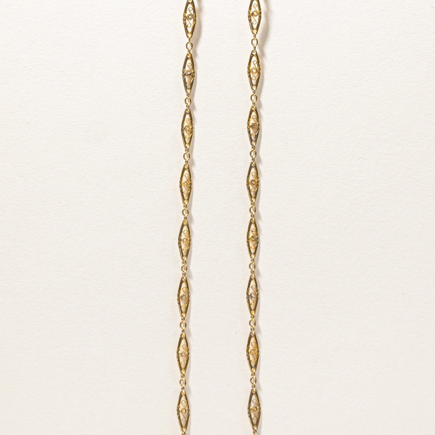Vintage Textured Gold 60" Long Chain Necklace with Dogclip
