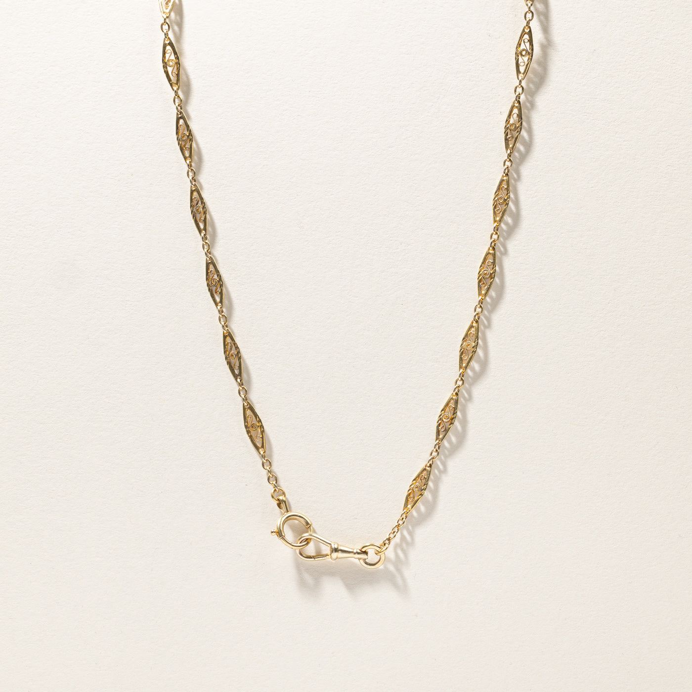 Vintage Textured Gold 60" Long Chain Necklace with Dogclip