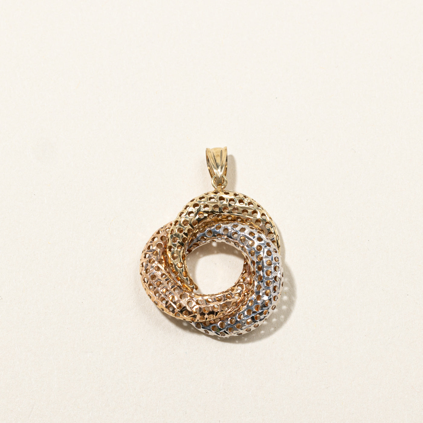 Tri Tone Gold Textured Pendant