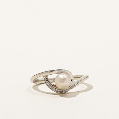 Bypass Pearl & Diamond Ring | 0.03ctw | SZ 4.5 |