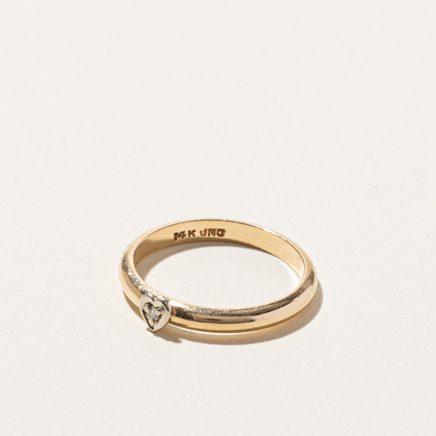 Solitaire Diamond Heart Gold Band | 0.01ct | SZ 6.5 |