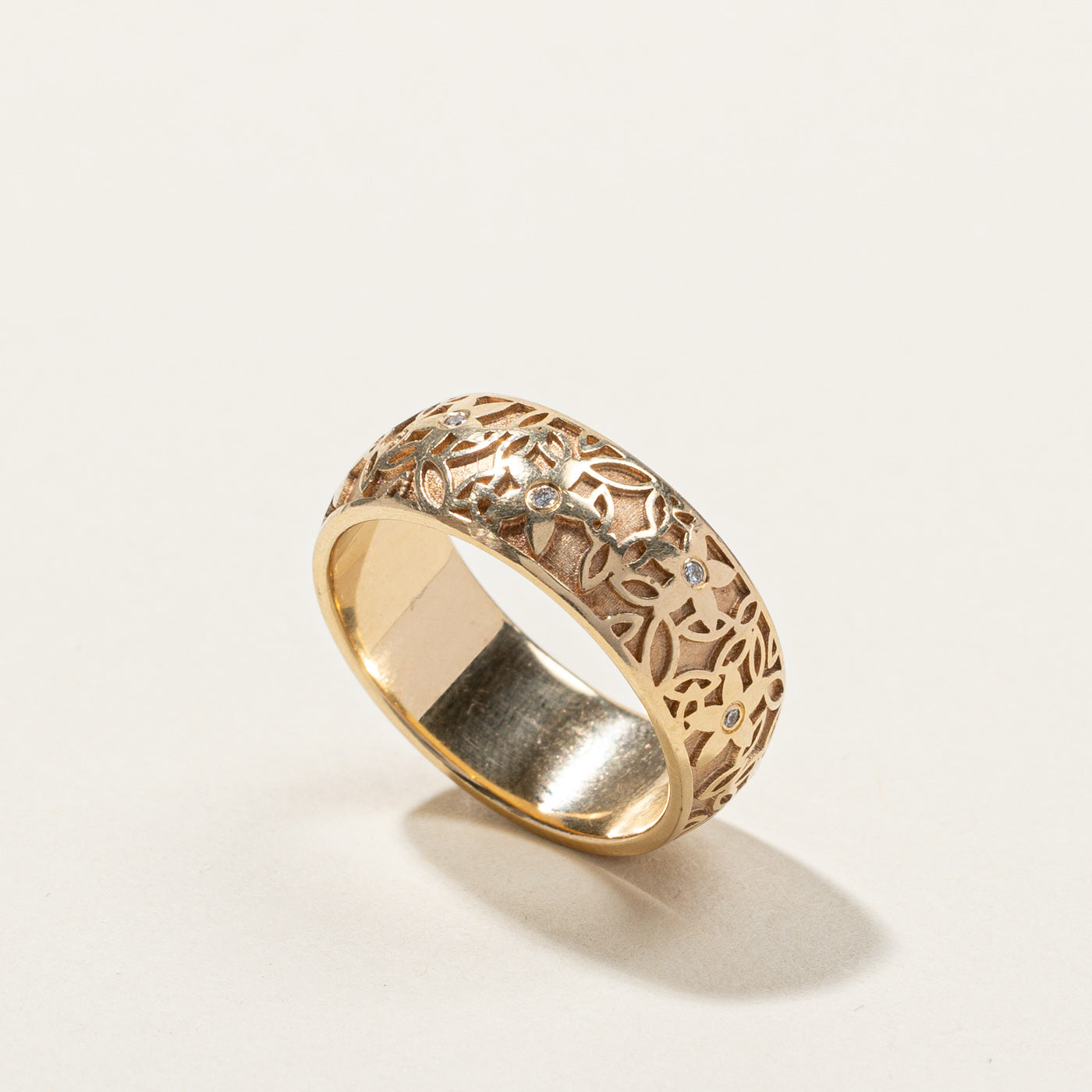 Textured Diamond Gold Band | 0.05ctw | SZ 5.75 |