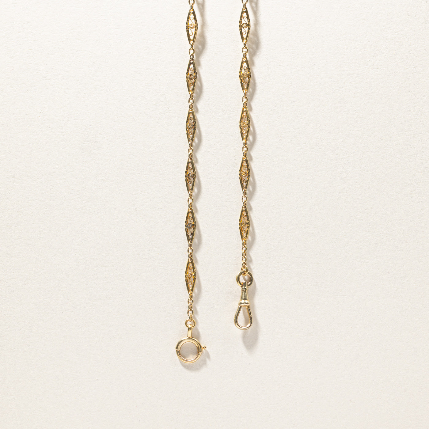 Vintage Textured Gold 60" Long Chain Necklace with Dogclip
