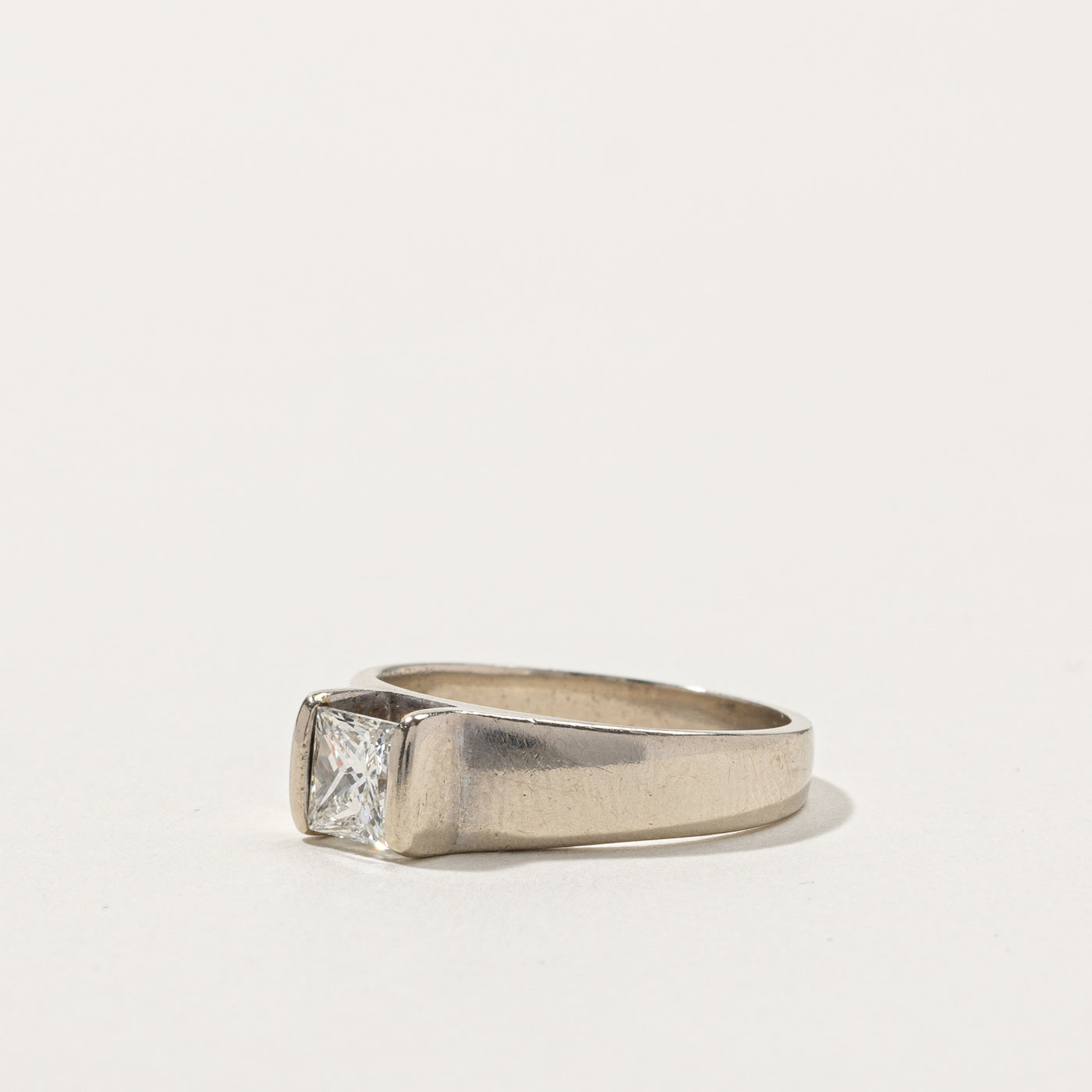 Semi Bezel Princess Cut Diamond Ring | 0.74ct SI2 H | SZ 6.5 |