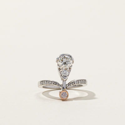 Diamond Drop Two Tone Gold Ring | 1.06ctw | SZ 5.75 |