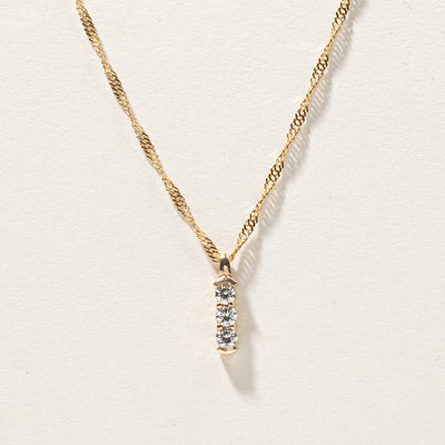 Three Stone Diamond Pendant Necklace | 0.70ctw | 18