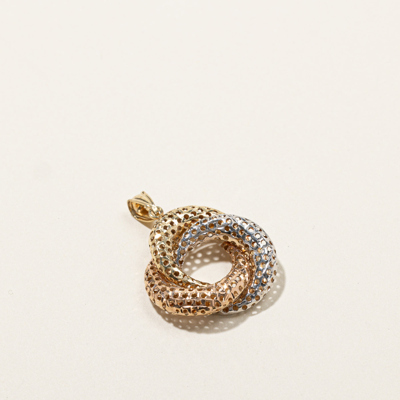 Tri Tone Gold Textured Pendant