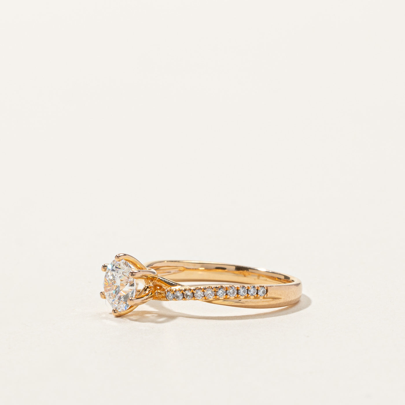 Solitaire with Accents Diamond Ring | 0.75ctw SI1 D | SZ 4.75 |