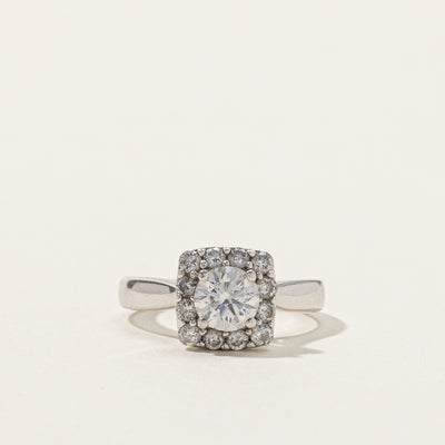 Halo Diamond Engagement Ring | 1.09ctw I1 G | SZ 3.75 |