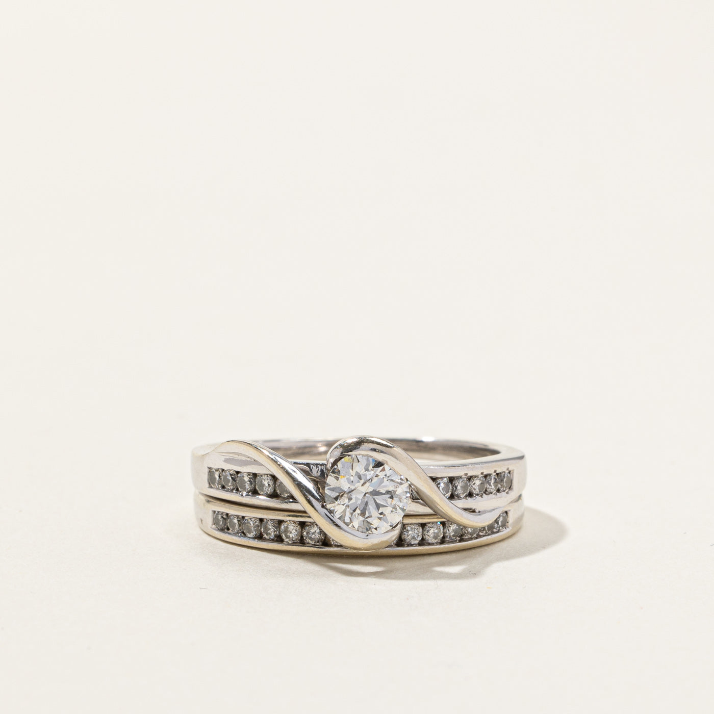 Channel Diamond Engagement Ring Set | 1.04ctw I1 E | SZ 8.75 |