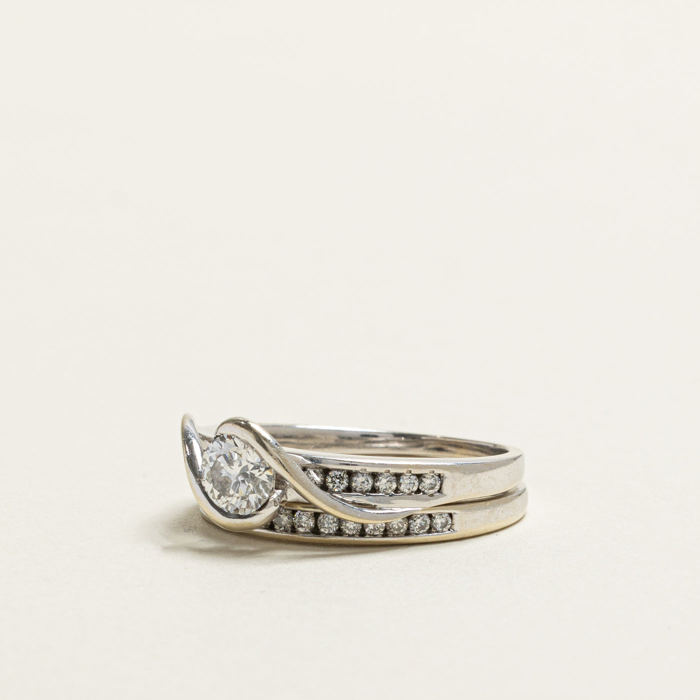 Channel Diamond Engagement Ring Set | 1.04ctw I1 E | SZ 8.75 |