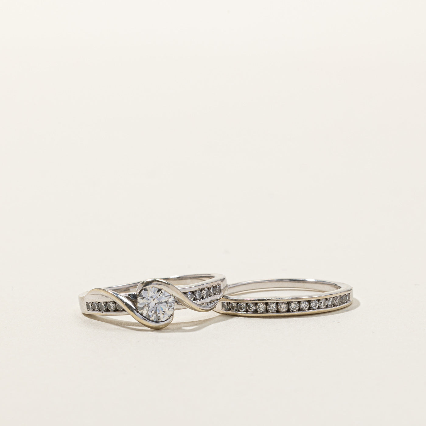 Channel Diamond Engagement Ring Set | 1.04ctw I1 E | SZ 8.75 |